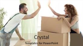  Presentation with giving - Amazing presentation theme having couple giving a high five backdrop and a  colored foreground