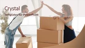  Presentation with giving - Slide deck enhanced with couple giving a high five background and a  colored foreground