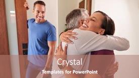  Presentation with senior couple - Audience pleasing slide set consisting of couple-greeting-senior-mother backdrop and a coral colored foreground