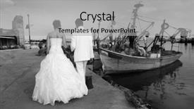  Presentation with port - Colorful PPT theme enhanced with couple groom and the bride in fishing to port backdrop and a light gray colored foreground