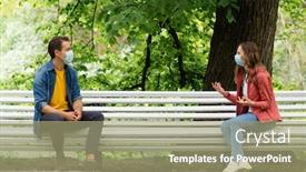  Presentation with lockdown - PPT theme having couple-have-date-during background and a mint green colored foreground