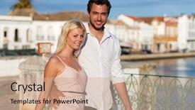  Presentation with summer - Presentation theme having couple having a city break background and a  colored foreground