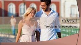  Presentation with summer - Cool new PPT theme with couple having a city break backdrop and a coral colored foreground
