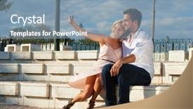  Presentation with brick wall - Slide deck enhanced with couple having a city break background and a light blue colored foreground