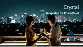  Presentation with roof - PPT theme having couple-having-a-drink background and a ocean colored foreground