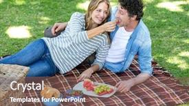  Presentation with picnic - Theme having couple having a picnic in a park background and a violet colored foreground