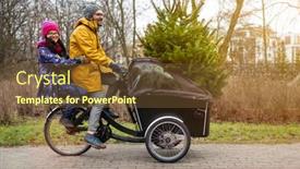  Presentation with cargo - Slide set having couple-having-a-ride background and a tawny brown colored foreground