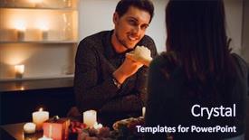  Presentation with candlelight dinner - Cool new PPT theme with couple having a romantic candlelight backdrop and a wine colored foreground