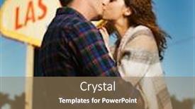  Presentation with las vegas sign - Amazing PPT theme having couple having a romantic moment kissing in front of las vegas sign backdrop and a coral colored foreground