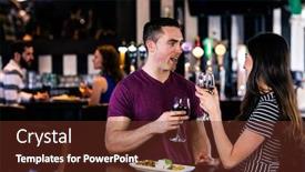  Presentation with bar - PPT theme with couple-having-an-aperitif background and a tawny brown colored foreground