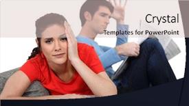  Presentation with black couple having fun - PPT theme featuring couple having an argument background and a soft green colored foreground