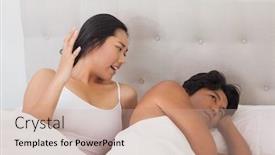  Presentation with bed - Colorful PPT layouts enhanced with couple-having-an-argument backdrop and a soft green colored foreground