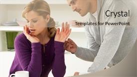  Presentation with broken home upset couple - Presentation having couple having argument at home background and a mint green colored foreground