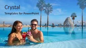  Presentation with infinity - Audience pleasing PPT layouts consisting of couple having bath in infinity backdrop and a teal colored foreground