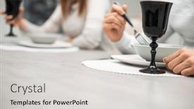  Presentation with faces - Theme featuring couple-having-dinner-at-home background and a light gray colored foreground