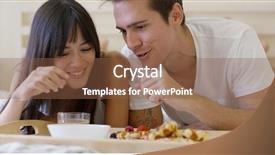  Presentation with breakfast - Audience pleasing presentation theme consisting of couple having fruit and waffle breakfast in bed backdrop and a tawny brown colored foreground