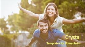  Presentation with fun and smile - PPT theme consisting of couple having fun at park background and a tawny brown colored foreground
