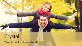  Presentation with relationship - Slide set with couple having fun in autumn background and a yellow colored foreground