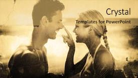  Presentation with animation - Colorful PPT layouts enhanced with couple having fun on beach backdrop and a yellow colored foreground