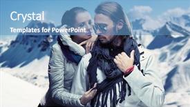  Presentation with fun - Colorful PPT theme enhanced with couple having fun on winter backdrop and a teal colored foreground
