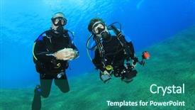  Presentation with scuba diving - Cool new PPT theme with couple having fun scuba diving together backdrop and a ocean colored foreground