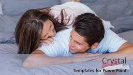  Presentation with scroll - PPT layouts featuring couple having fun on the bed against heart with scroll background and a light blue colored foreground
