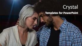  Presentation with movie theater - Slides with couple having romantic moment in a movie theater background and a wine colored foreground