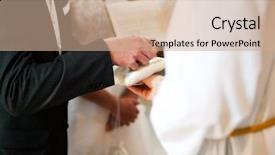  Presentation with catholic wedding - Presentation theme having couple having their wedding ceremony background and a coral colored foreground
