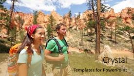  Presentation with panorama from bryce canyon national - Cool new presentation design with couple hikers in bryce canyon backdrop and a yellow colored foreground