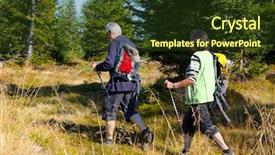  Presentation with senior couple - PPT layouts featuring couple hiking in the nature background and a tawny brown colored foreground