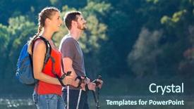  Presentation with walking nordic - Cool new presentation theme with couple hiking or nordic walking backdrop and a ocean colored foreground