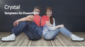  Presentation with broken heart - Colorful presentation theme enhanced with couple holding a broken heart backdrop and a dark gray colored foreground