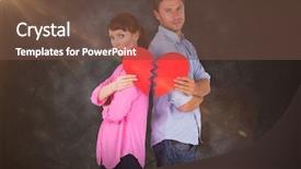  Presentation with broken heart - Slide deck enhanced with couple holding a broken heart background and a tawny brown colored foreground