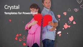  Presentation with broken heart - PPT theme enhanced with couple holding a broken heart background and a dark gray colored foreground