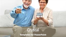  Presentation with senior couple - Colorful PPT theme enhanced with construction schedule - happy senior couple holding backdrop and a gray colored foreground