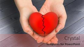  Presentation with bleached - Presentation theme with couple holding broken heart in hands against bleached wooden planks background background and a red colored foreground