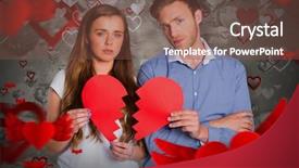  Presentation with broken heart - Slide deck with couple holding broken heart background and a  colored foreground