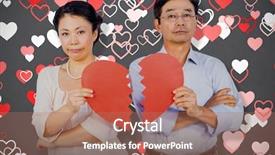  Presentation with animation - Slide set with couple holding broken heart background and a coral colored foreground