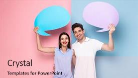  Presentation with optimistic - PPT theme consisting of couple holding copyspace commercial bubble background and a lemonade colored foreground