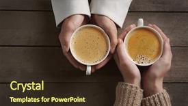  Presentation with coffe - Theme having couple holding cup of coffe background and a wine colored foreground