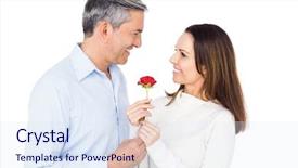  Presentation with flower - Presentation design with couple holding flower on white background and a sky blue colored foreground