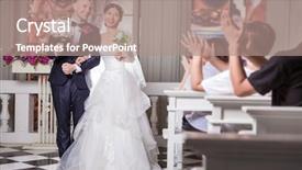  Presentation with wedding couple wishes - Theme having couple holding flowers in church background and a coral colored foreground