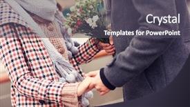 Presentation with hand holding flowers - Slides featuring couple holding hands and flowers background and a dark gray colored foreground