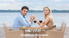  Presentation with holding hands - Colorful presentation design enhanced with couple holding hands at outdoor backdrop and a coral colored foreground