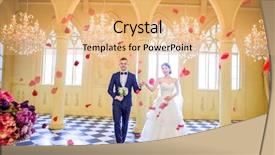  Presentation with elegant wedding - Colorful PPT layouts enhanced with couple holding hands in church backdrop and a  colored foreground