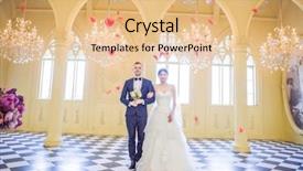  Presentation with elegant wedding - Presentation theme with couple holding hands in church background and a  colored foreground