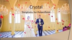  Presentation with elegant wedding - Slides enhanced with couple holding hands in church background and a  colored foreground