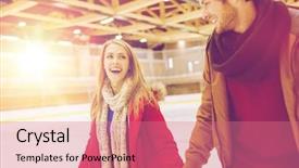  Presentation with rink - Theme with couple holding hands on skating background and a coral colored foreground