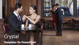  Presentation with tango - Slides consisting of couple holding hands while man and woman performing tango background and a tawny brown colored foreground