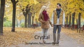  Presentation with holding hands - Beautiful PPT theme featuring couple holding hands while walking backdrop and a coral colored foreground